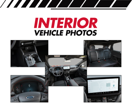 Spacious and stylish vehicle interior with detailed features, displayed in a car dealership showroom.